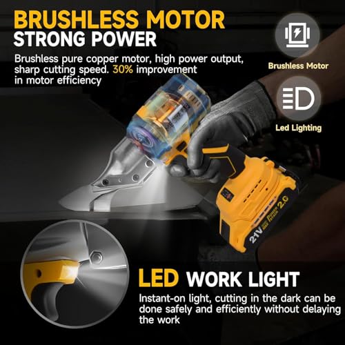 MECRAAF® 21V Cordless Brushless Metal Shear | Heavy Duty Scissors for Cutting Metal | Iron | Stainless Steel | Carpet and Cardboard | Variable Speed | 2X 2.0Ah Batteries | (6 months motor warranty) - Image 2