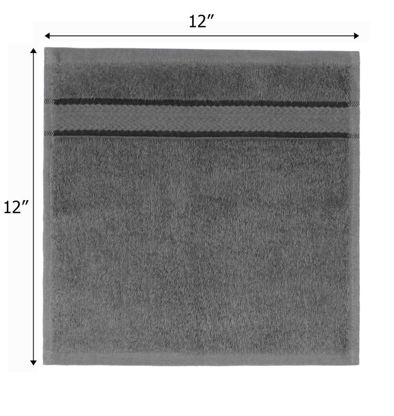 Cotton Craft Ultra Soft 12 Pack Wash Cloths 12x12 Charcoal Weighs 2 Ounces Each - 100% Pure Ringspun Cotton - Luxurious Rayon Trim - Ideal for Everyday use - Easy Care Machine wash - Image 2