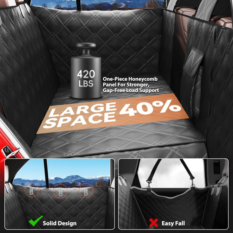 Surfcabin Back Seat Extender for Dogs â€“ Waterproof Dog Seat Cover for Back Seat with Door Protection, Easy to Use and Clean, Hard Bottom, Holds 420 lbs Dog Hammock for Cars, SUVs & Small-Size Trucks - Image 2