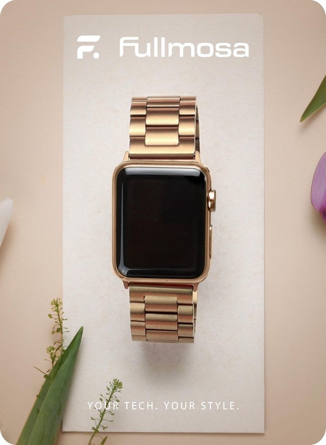 فولموزا سوار فولموسا المعدني متوافق مع أساور ساعة أبل 45 مم و44 مم و42 مم، سوار iWatch مع حافظة لساعة أبل سلسلة 9 و8 و7 و6 و5 و4 و3 و2 و1 SE3/2/1، باللون الذهبي الوردي - Image 2