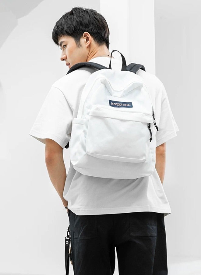 SuperBreak Unisex Large Capacity Solid Color Backpack Computer Bag White 42cm * 32cm * 21cm