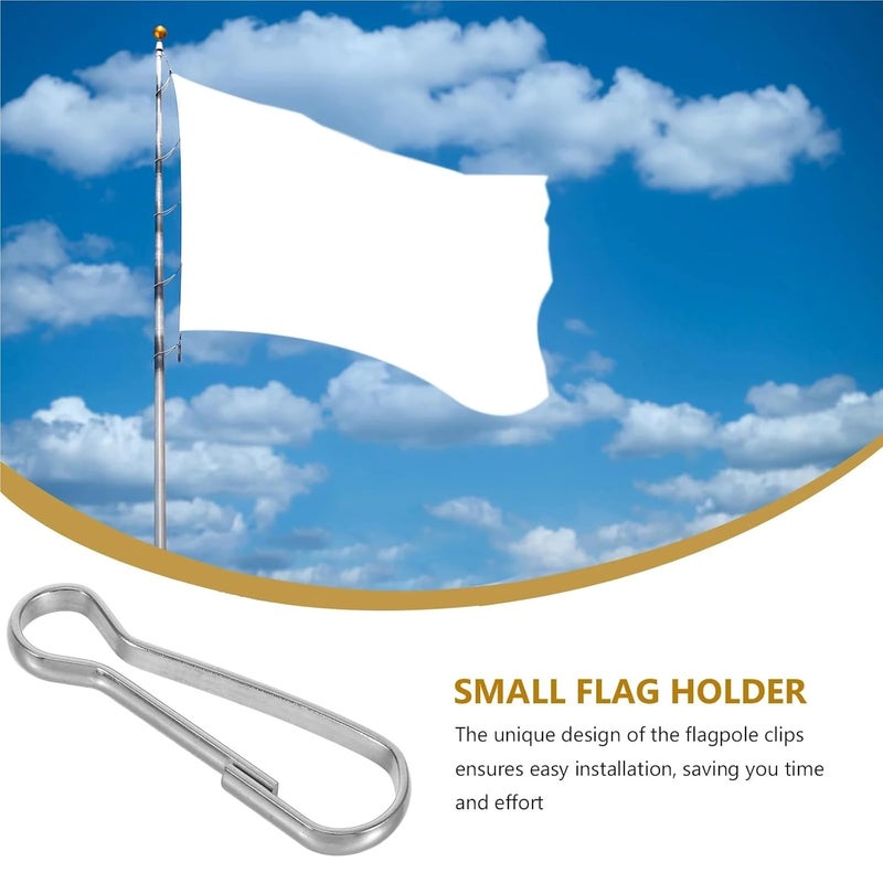 Stainless Steel Spring Hooks 60pcs Flagpole Clips for Small Flags Banner Hardware - Image 5