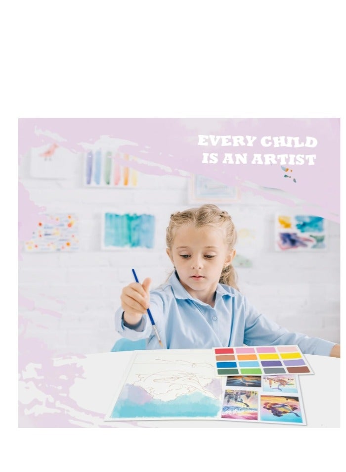 YUELU Paint with Water Coloring Book DIY Watercolor Painting Set Book With Paint  Art Craft Travel with Relaxation for Kids Adults Beginners Dream Ocean 12.4 X 8.8 INCH - Image 5