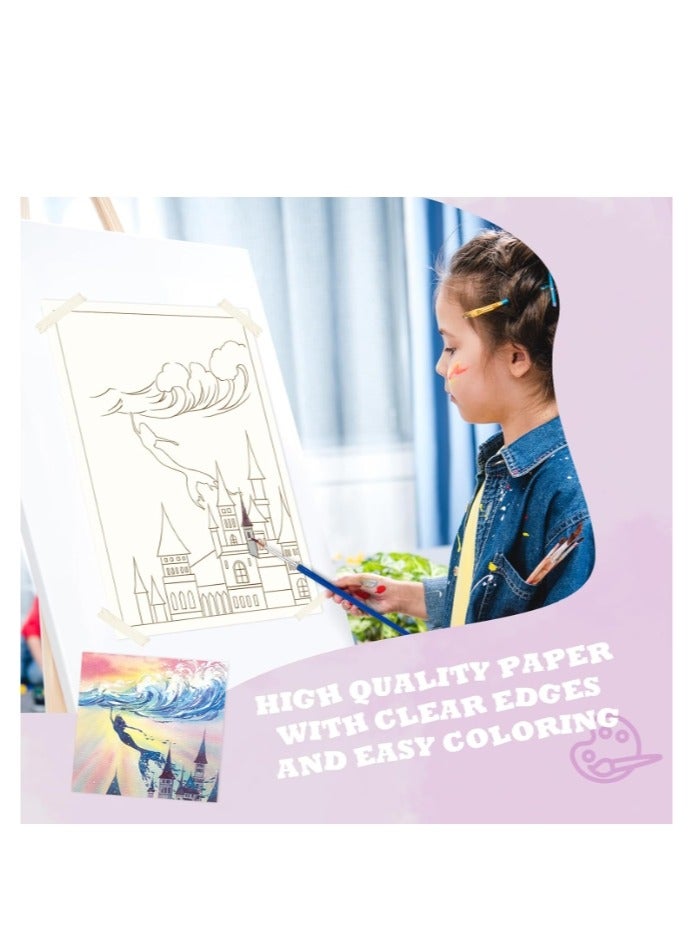 YUELU Paint with Water Coloring Book DIY Watercolor Painting Set Book With Paint  Art Craft Travel with Relaxation for Kids Adults Beginners Dream Ocean 12.4 X 8.8 INCH - Image 4