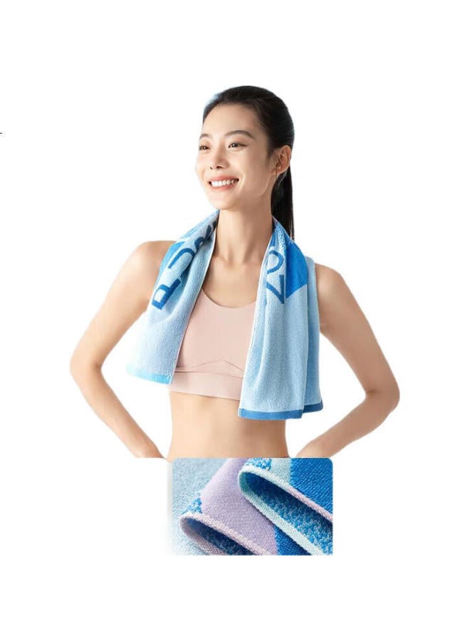 purcotton Cotton Towel For Sports Running Fitness Quick-Drying Extra Large Absorbent Antibacterial Anti-Mite Sweat Wiping Vitality Blue 30*90Cm - Image 1