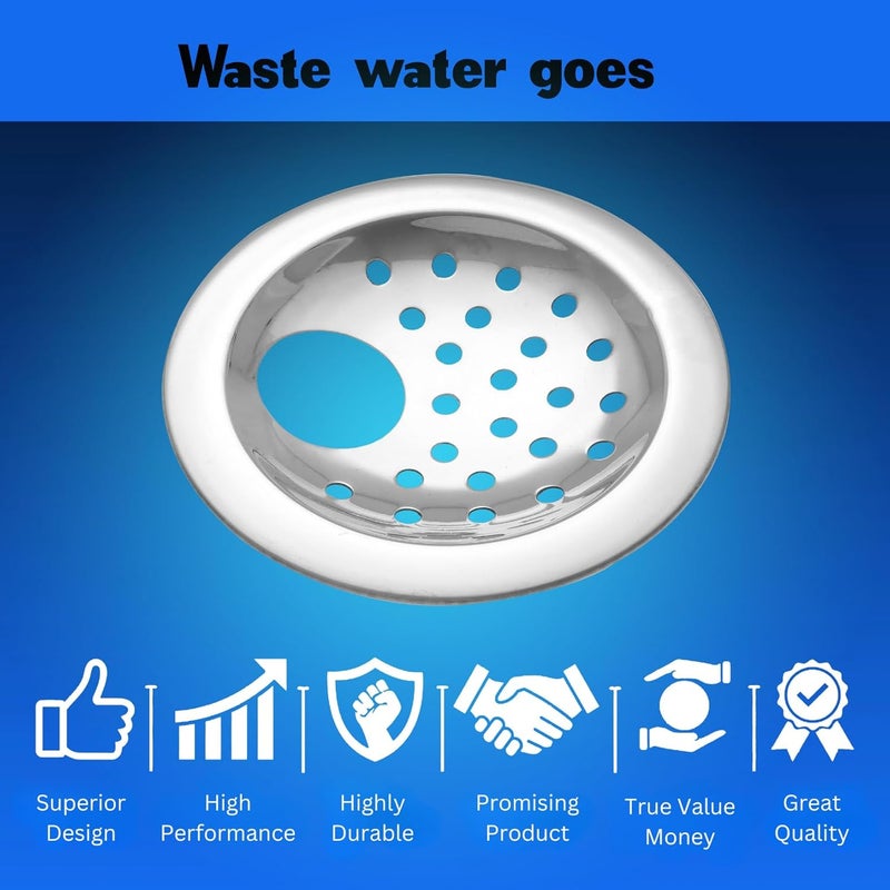 New Ware CP Stainless Steel Round Curved Edge Floor Drain Jali for Home Bathroom Drain Stopper Filter Wide Hole Floor Trap Jali for Out Door Indoor Floor Mount Water Drain Jali 4 Inch - Image 5