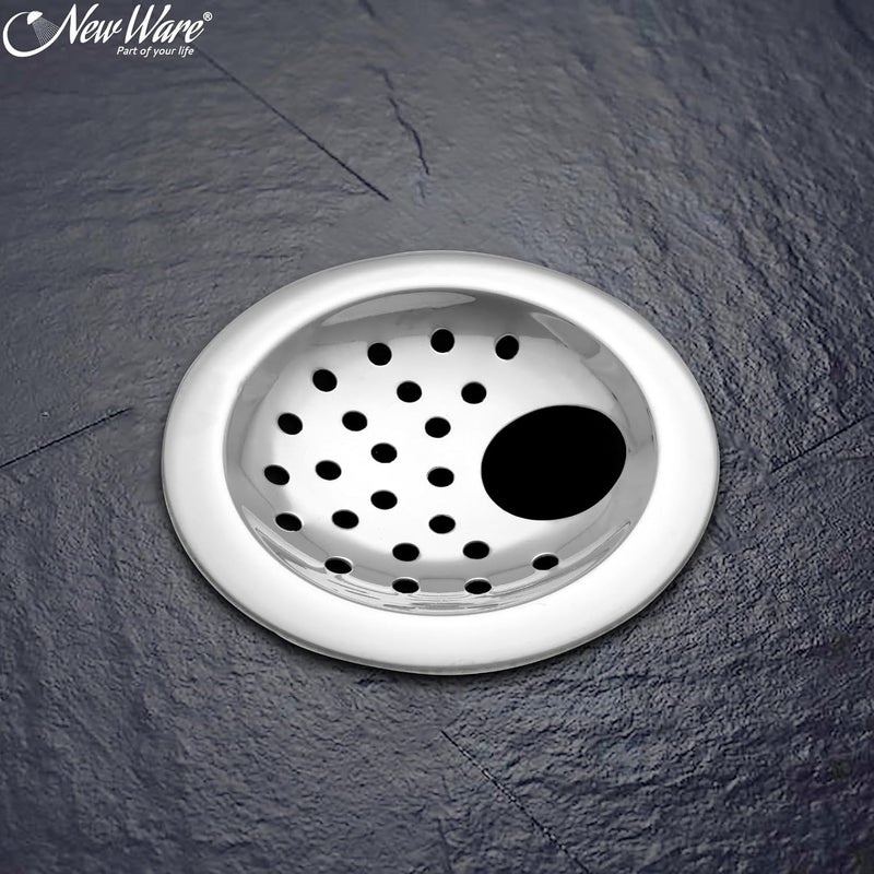 New Ware CP Stainless Steel Round Curved Edge Floor Drain Jali for Home Bathroom Drain Stopper Filter Wide Hole Floor Trap Jali for Out Door Indoor Floor Mount Water Drain Jali 4 Inch - Image 2