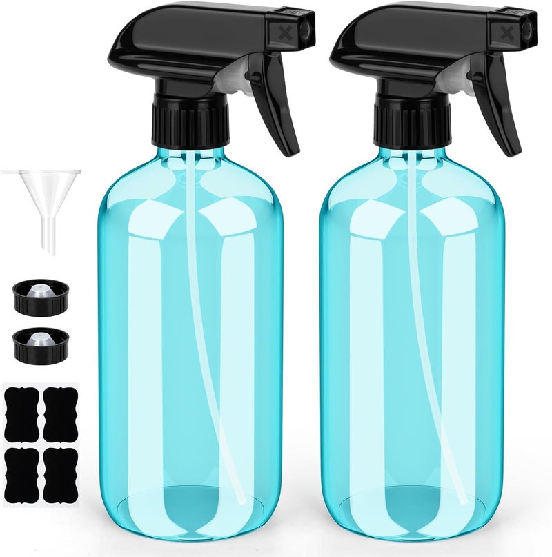 Bontip Glass Spray Bottle, Amber Glass Spray Bottle Set & Accessories for Non-toxic Window Cleaners Aromatherapy Facial hydration Watering Flowers Hair Care (2 Pack/16oz) (Amber) (Light Blue, 16 oz) - Image 1