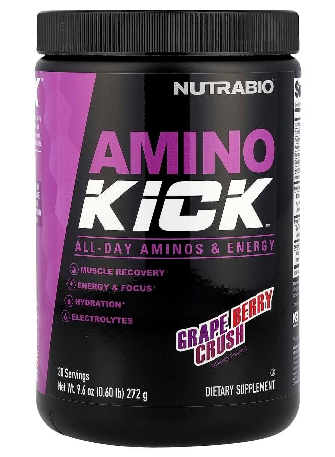 NutraBio Amino Kick™ Grape Berry Crush 9.6 oz (272 g) - Image 1