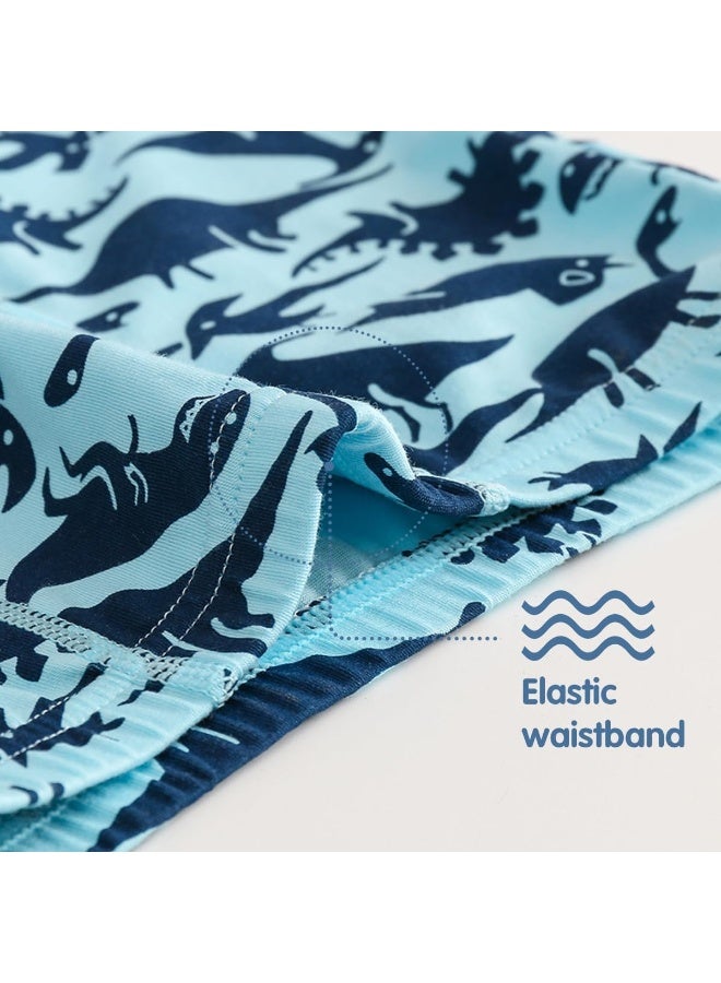 Tphon Boys Boxer Briefs, Toddler Kids Soft Cotton Underwear 5 Pairs Little Big Boy Dinosaur Shark Shorts Set - Image 2