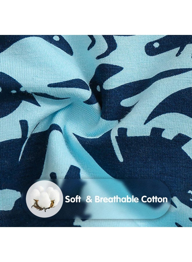 Tphon Boys Boxer Briefs, Toddler Kids Soft Cotton Underwear 5 Pairs Little Big Boy Dinosaur Shark Shorts Set - Image 3