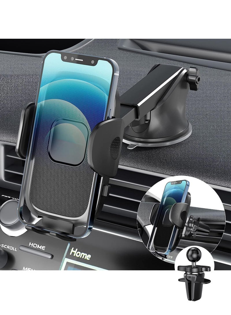 Phone Mount for Car, Long Arm Strong Suction Cup Car Phone Holder, Universal Hands-Free Phone Holder for Car Windshield Dashboard Air Vent, Fit iPhone Samsung All Smartphones - Image 1