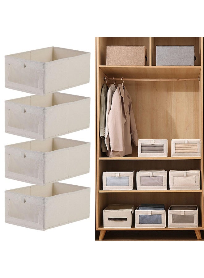 4 Pack Wardrobe Clothes Organizer Foldable Closet Storage Bins with Clear Window Large Storage Boxes Baskets for Organizing Clothing Jeans Shirts Toys Books  - Image 1