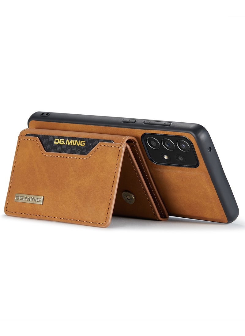 DGMING - CaseMe Wallet Case for Samsung Galaxy A52 DGMING Premium Leather Phone Case Back Cover Magnetic Detachable with Trifold Wallet Card Holder Pocket - Brown - Image 1