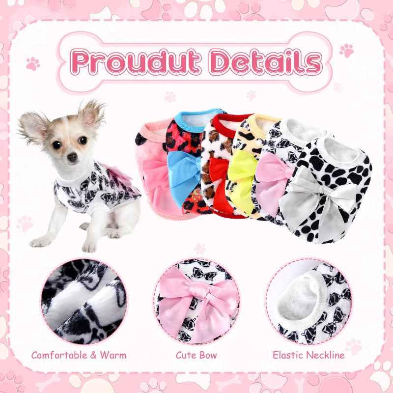 Shinylin 6 Pieces Dog Sweaters for Small Dogs Girls Winter Puppy Clothes Female Fleece Warm Thick Outfit Pet Small Doggie Clothes for Yorkie Chihuahua (M) - Image 3