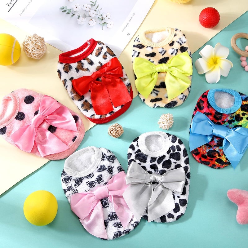 Shinylin 6 Pieces Dog Sweaters for Small Dogs Girls Winter Puppy Clothes Female Fleece Warm Thick Outfit Pet Small Doggie Clothes for Yorkie Chihuahua (M) - Image 4