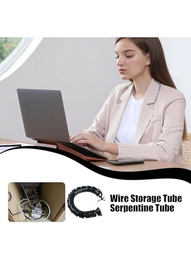أكمام كابل مربعة سوداء مرنة على شكل ثعبان لأنابيب إدارة الأسلاك لأجهزة الكمبيوتر والتلفزيون والمكتب المنزلي - Image 3