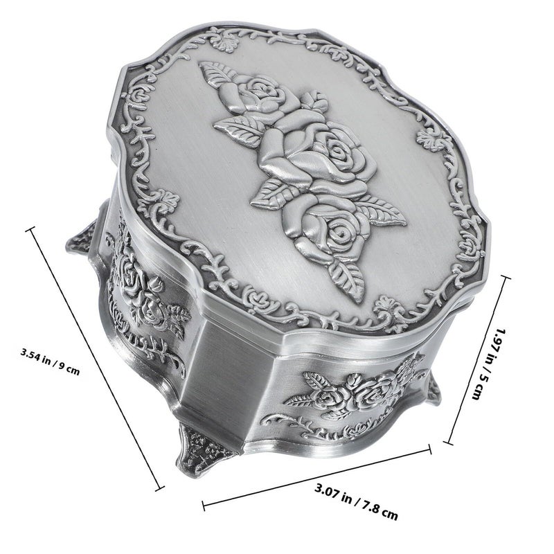 Vintage Metal Jewelry Box With 3D Rose Pattern Small Alloy Rings And Bracelet Organizer Case Gothic Trinket Storage For Women Accessories Wedding Gifts - Image 3