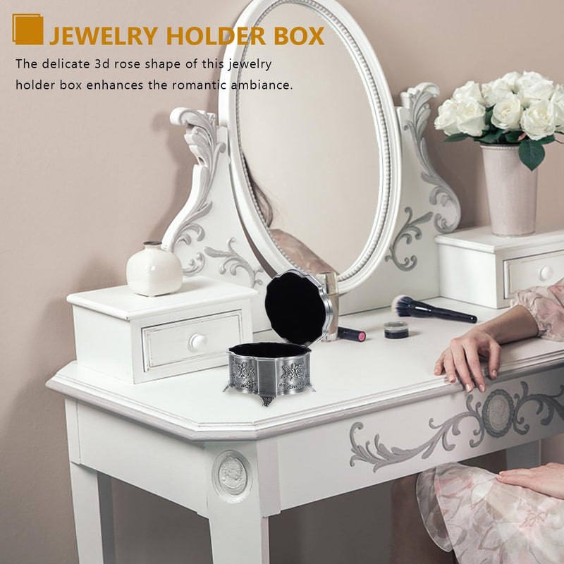 Vintage Metal Jewelry Box With 3D Rose Pattern Small Alloy Rings And Bracelet Organizer Case Gothic Trinket Storage For Women Accessories Wedding Gifts - Image 5