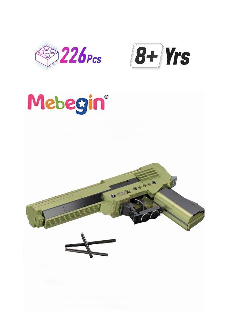 MEBEGIN 226 Pcs Pistol Model Building Kit, 3 in 1 Safe Pretend Shooting Toy, Military Shooting Gun Kit, Fun Educational Toys, Classic Role-playing Games for Kids Aged 8+, Great Gift for Boys who Like Creative Play and Adventures, 22.9*3.8*12.7cm  - Image 1