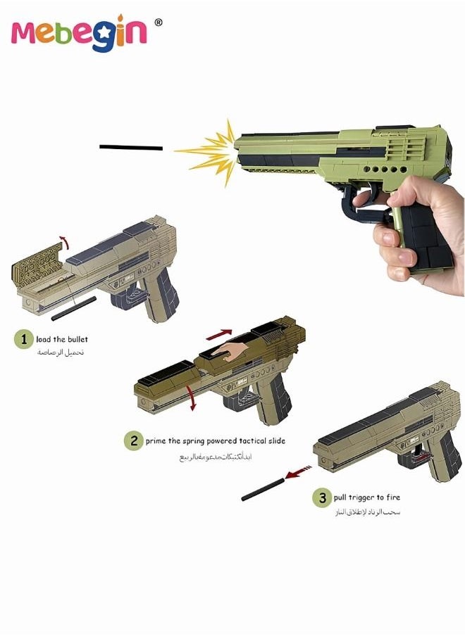 MEBEGIN 226 Pcs Pistol Model Building Kit, 3 in 1 Safe Pretend Shooting Toy, Military Shooting Gun Kit, Fun Educational Toys, Classic Role-playing Games for Kids Aged 8+, Great Gift for Boys who Like Creative Play and Adventures, 22.9*3.8*12.7cm  - Image 5