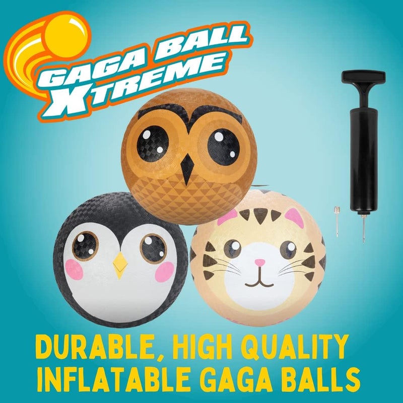 SCS Direct Gaga Playground Balls 3pk (8.5 inches) w Air Pump- Durable Rubber Pack for Dodgeball, Kickball, Gagaball Official Play and School - Fun Outdoor Toys and Accessories Gift for Kids - Image 2