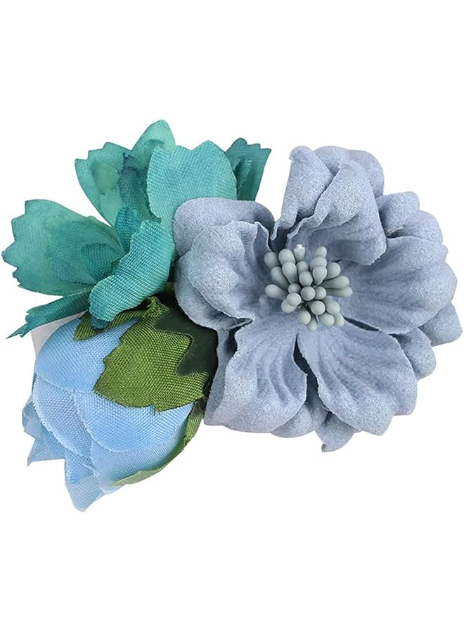 KASTWAVE Flower Hair Clip For Baby Girl 3 Pcs Lightweight Floral Hair Bow With Boutique Fully Lined Alligator Beach Party Bridal Accessories For Toddler Women Teens Gifts (Blue) - Image 4