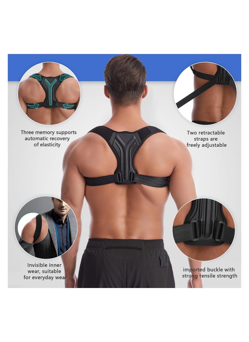 RATSAW - Back Correction Strap Adjustable Posture Corrector Spine Straightener for Relief of Neck Shoulder Pain Develop Good Seated Standing for Men Women Elderly Teens 1 Pcs Black M - Image 1