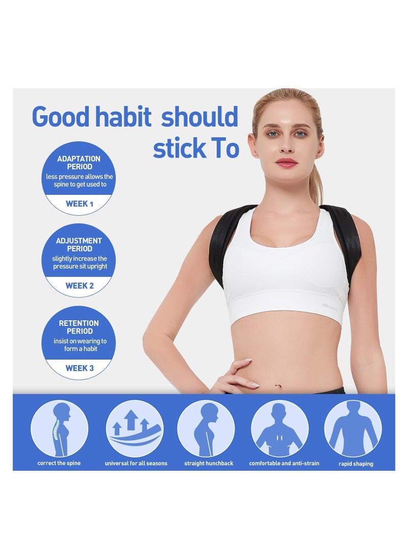 RATSAW - Back Correction Strap Adjustable Posture Corrector Spine Straightener for Relief of Neck Shoulder Pain Develop Good Seated Standing for Men Women Elderly Teens 1 Pcs Black M - Image 1