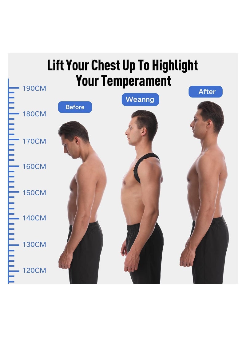 RATSAW - Back Correction Strap Adjustable Posture Corrector Spine Straightener for Relief of Neck Shoulder Pain Develop Good Seated Standing for Men Women Elderly Teens 1 Pcs Black M - Image 1