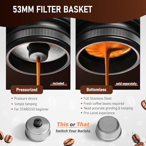 STARESSO PLUS SP300 Espresso Machine, Manual Portable Coffee Maker Compatible Ground Coffee with Pressurized Filter, Espresso Maker for Home Travel Camping Office, Non-Electric - Image 4