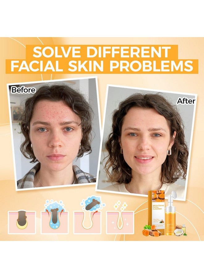 Silvercell Turmeric Facial Cleanser, Turmeric Face Wash, Glow Wash Facial Cleanser Easy to Use, Foaming Facial Cleanser Deep Cleaning Turmeric Foaming Face Wash Moisturizing for All Skin (2) - Image 3