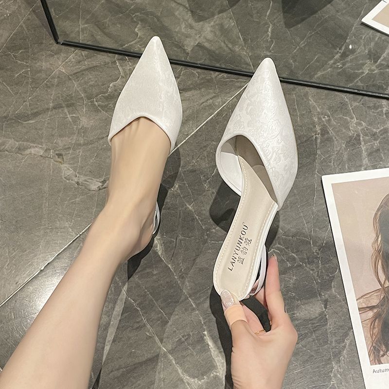 Internet Celebrity Style Half-Heel Mules For Women, Suitable For Outdoor Wear, 2025 French Pointed-Toe Sandals - Image 5