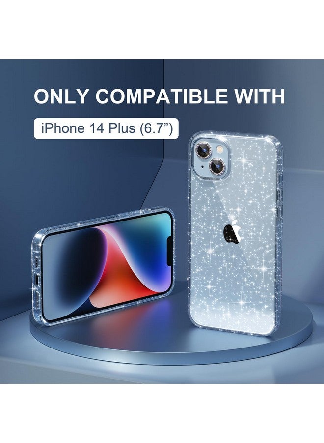 Choiche Compatible for iPhone 14 Plus Case Cute, Women Clear Glitter Bling Sparkly Case, [2 x Diamond Camera Lens Protectors] [2 x Tempered Glass Screen Protectors] 6.7-inch (Glitter Clear) - Image 1