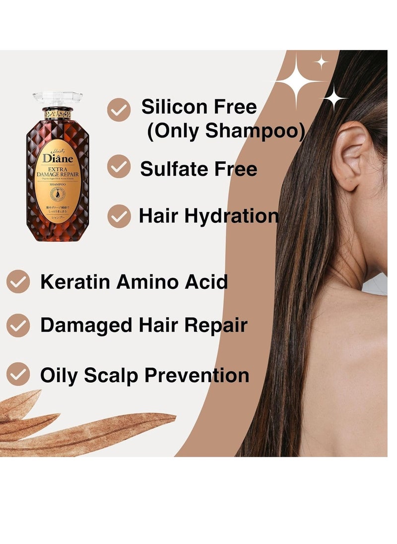 Moist Diane Moist Diane Hair Shampoo and Conditioner Set for Women& Men, Natural Keratin Protein Haircare, Japanese Hydrating Moisturizing Hair& Scalp Hair Care Set, Silicone & Sulfate Free, Extra Damage Repair  - Image 3