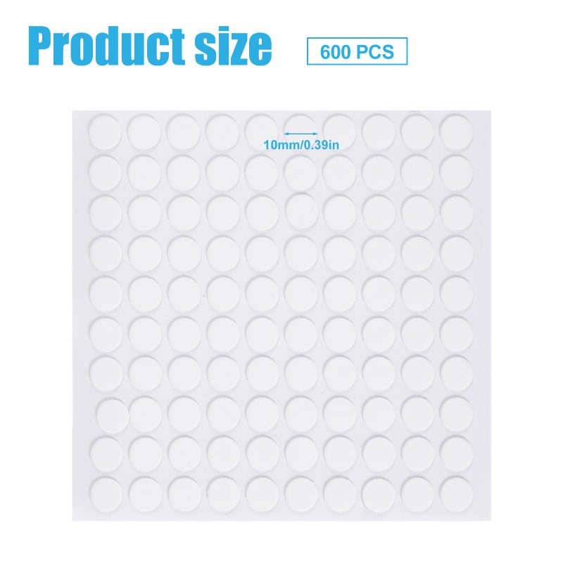 XIHIRCD 600pcs Double-Sided Mounting Putty, 0.39 Inch Clear Adhesive Dots Transparent Glue Tape Stickers Round Sticky Acrylic Tack Putty Removable No Trace Wall Putty for Hanging Photo Pictures Posters - Image 2