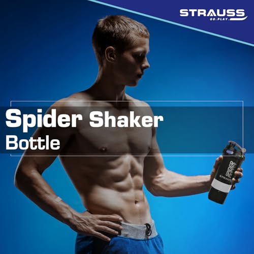 STRAUSS Spider Gym Shaker Bottle | Shakers for Protein Shake with 2 Storage Compartment | Leakproof Gym Protein Shaker for Post and Pre-Workout Drink | 100% BPA Free (500 ML, Pack of 1,White) - Image 3