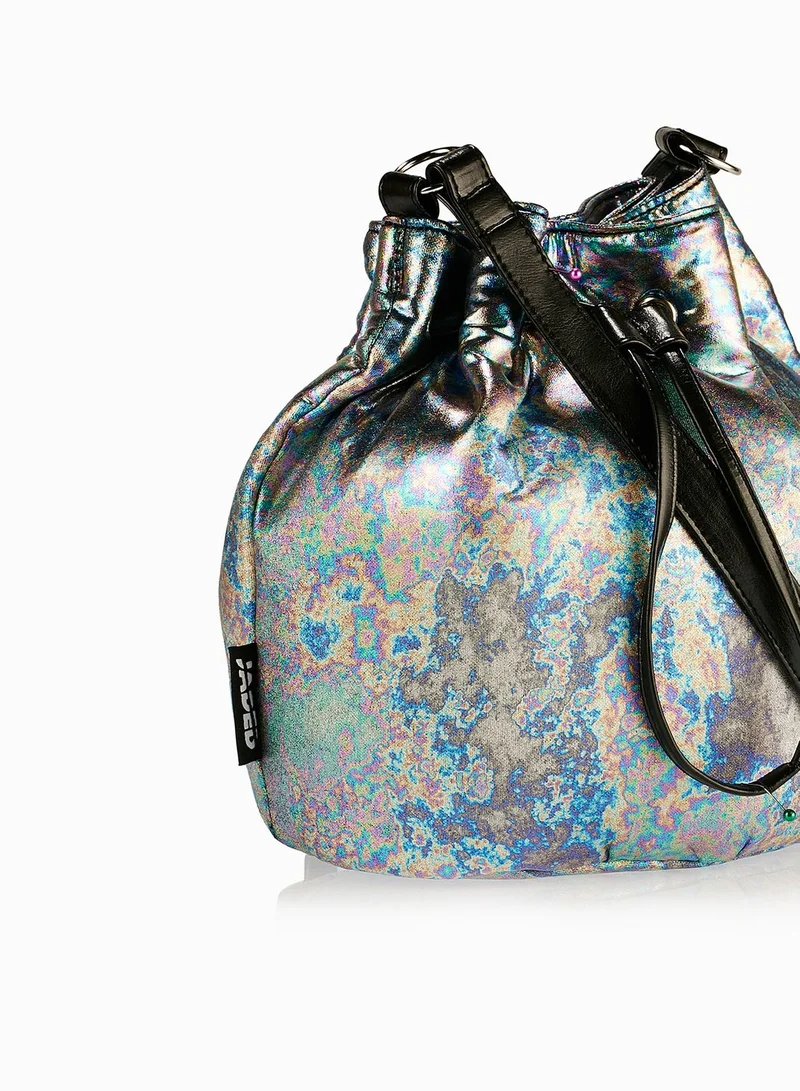 Jaded London Oil Slick Print Bucket Bag
