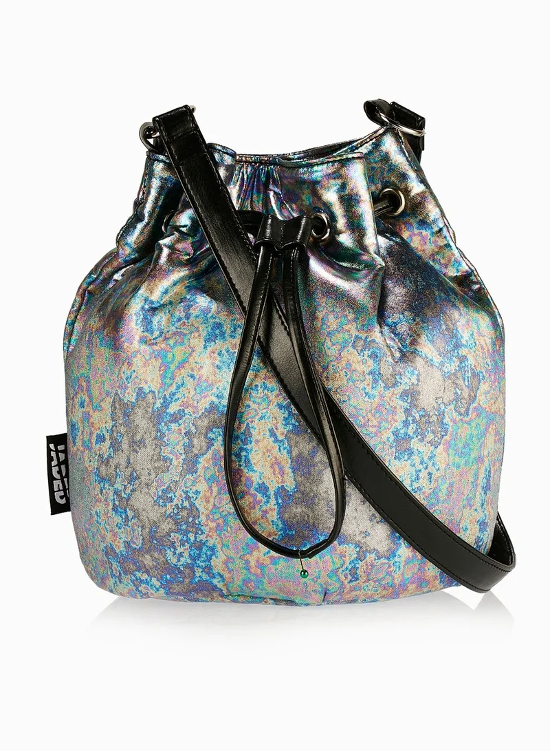 Jaded London Oil Slick Print Bucket Bag