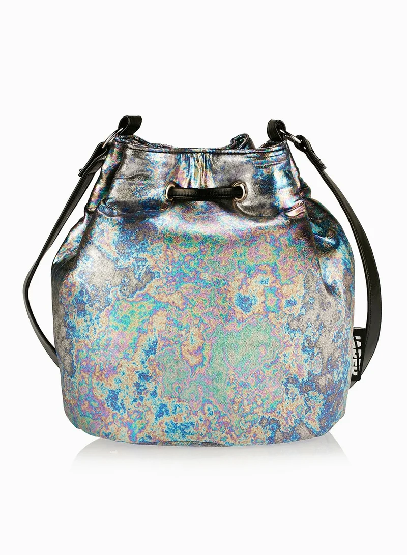 Jaded London Oil Slick Print Bucket Bag