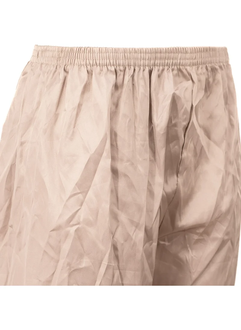 Oppland Men's Satin Fabric Shorts Solid Color Elastic Waist No Pocket Lightweight Fabric