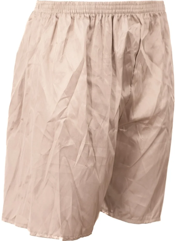 Oppland Men's Satin Fabric Shorts Solid Color Elastic Waist No Pocket Lightweight Fabric