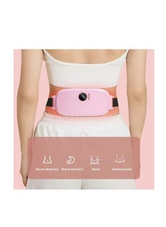 TIGER Portable Cordless Warm Uterine Belt Heating Pad for Women – Pink Electric Waist Belt with Fast Heating Technology, 3 Adjustable Heat Settings, 4 Vibration Massage Modes, USB Rechargeable Period Pain Relief Belt for Belly, Waist, Cramps, and Back Pain  - Image 1