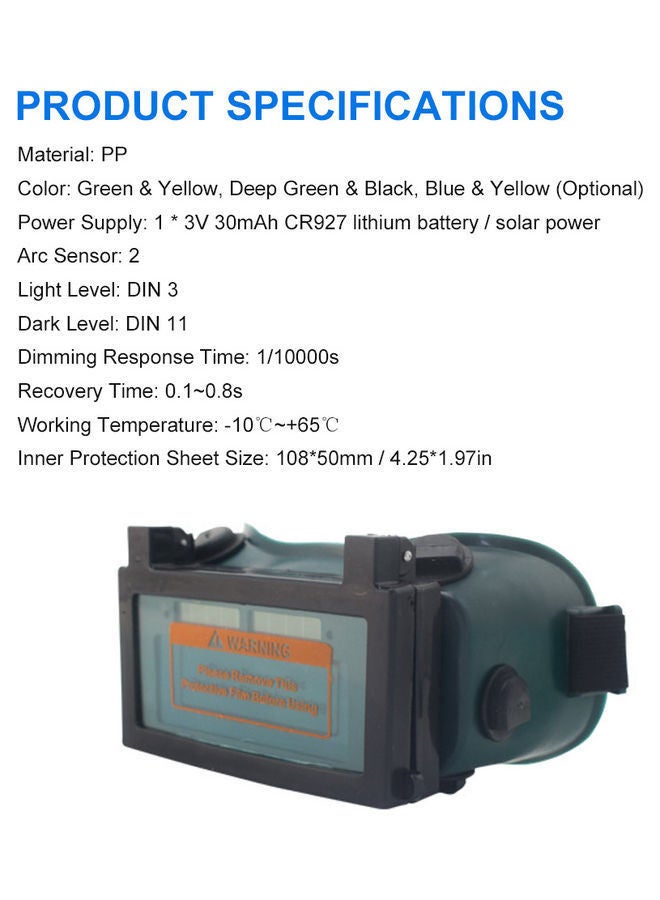 NIBEMINENT Protective Solar Automatic Welding Glasses Green/Black - Image 5