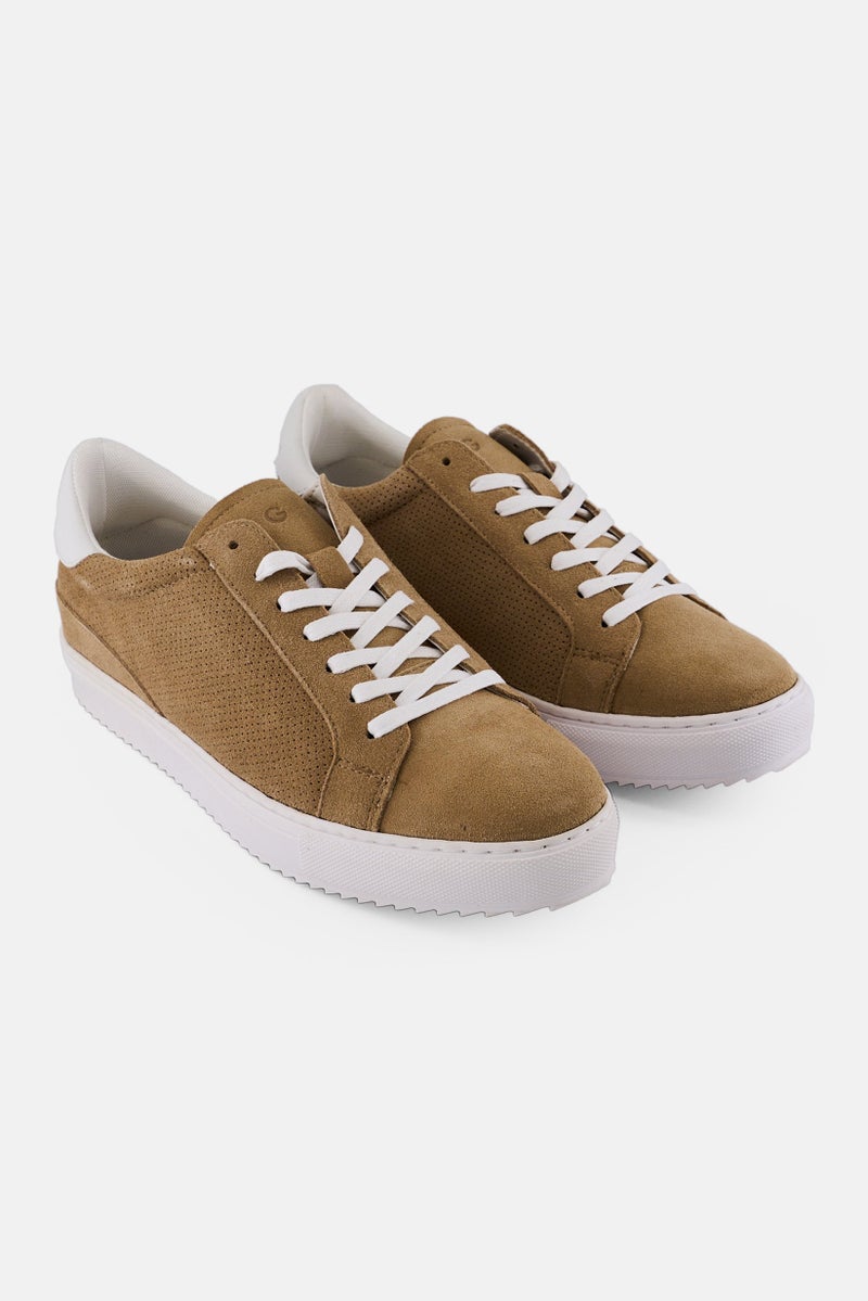 Gazzarrini Men Lace Up Casual Sneakers, Dark Tan  - Image 1