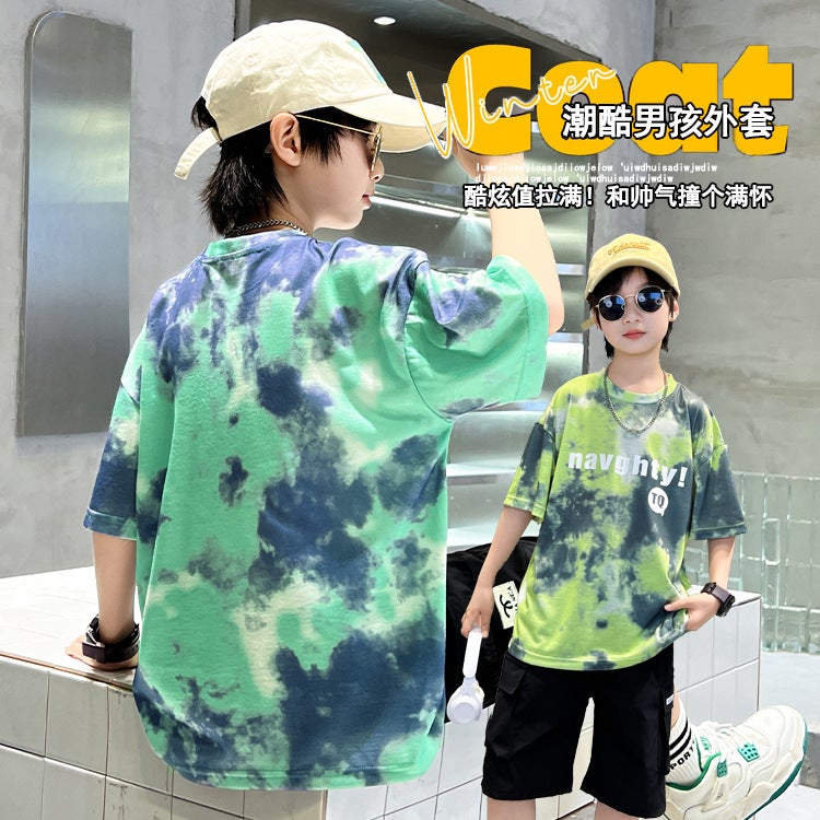 Children'S Wear Boys Summer T-Shirt Style Middle And Large Children'S Summer Boys Casual Top Handsome Children'S Short-Sleeved Trendy T-Shirt - Image 2