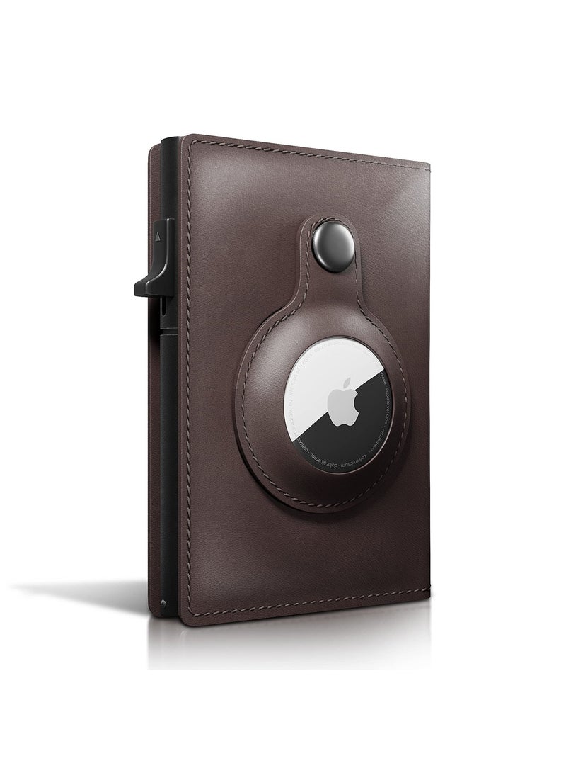 SYOSI AirTag Wallet, Trackable Wallet with AirTag Holder, RFID-Blocking Minimalist Leather Wallet, Slim Leather Airtag Wallet, Men and Women, Smart Wallet, AirTag Not Included (Mocha) - Image 2