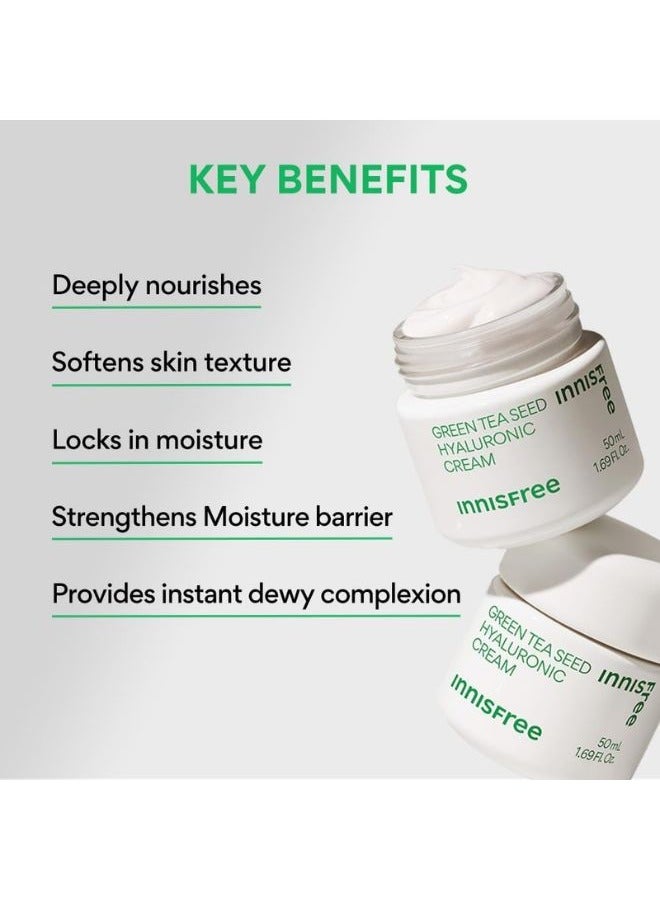إنِّسفري Green Tea Seed Hyaluronic Cream, Deep Hydration, Strengthen Skin Barrier VEGAN Skincare 50ml - Image 4