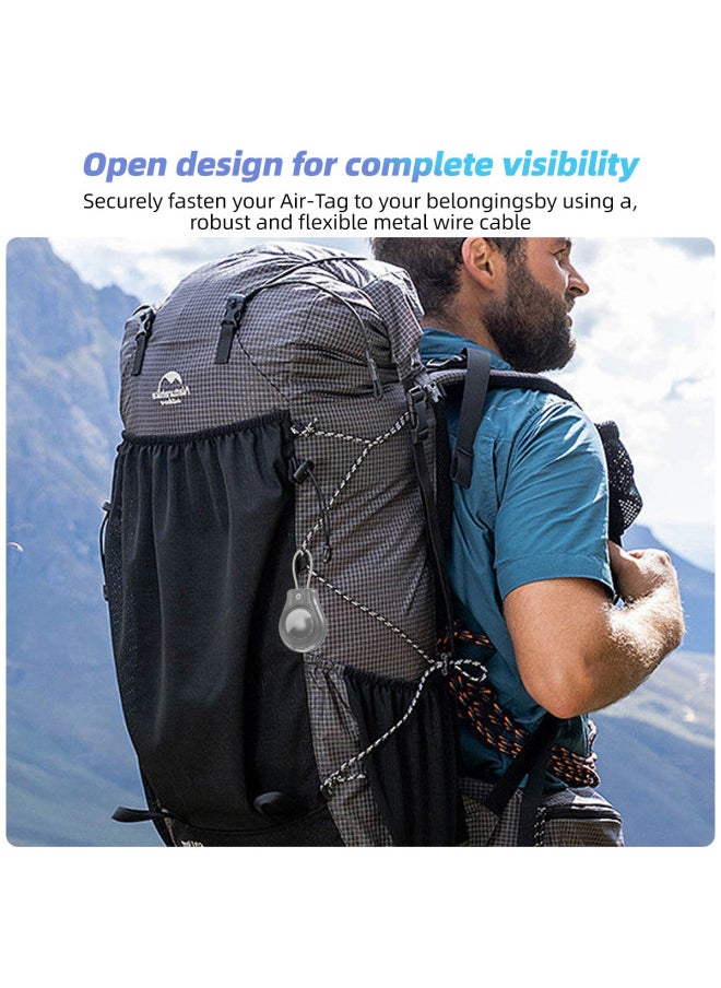 Safety Lock Metal Rope Protective Cover Suitable For Apple Airtag Protective Cover Locator Anti-loss Device Three-proof Full Package-Color:Gray-Applicable Models:Suitable For Apple Airtag Protective Case