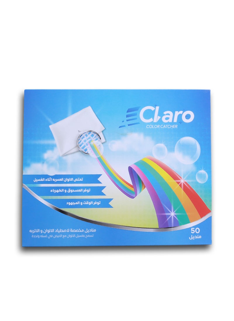 Claro Claro Color Catcher Laundry Sheets – Prevents Color Bleeding & Maintains Original Colors – 50 Sheets  - Image 1